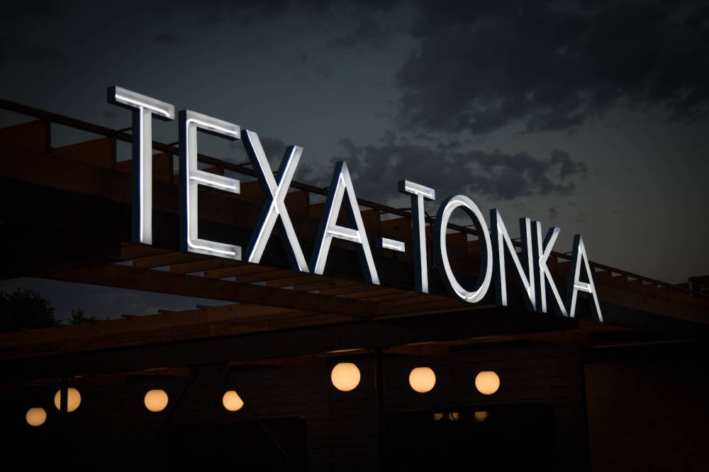 Texa Tonka Shopping Center - Open Face Channel Letters Night View- St. Louis Park, MN