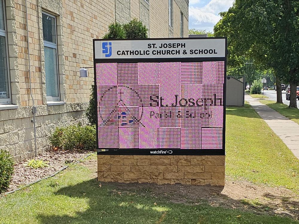 St. Joseph Catholic Church & School - Digital Sign - Menomonie, WI