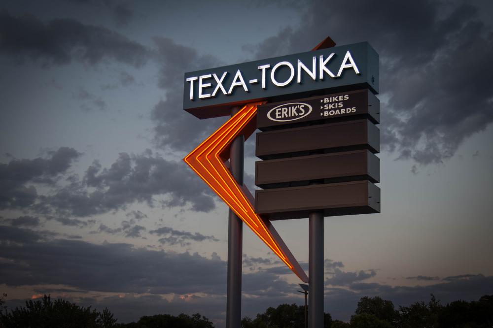 Texa Tonka Shopping Center - Pylon Sign Night View - St. Louis Park, MN
